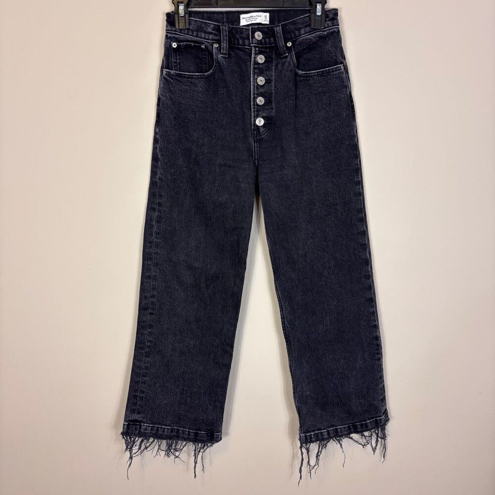 Abercrombie & Fitch Black The Crop Wide Leg Ultra High Rise Jeans 25